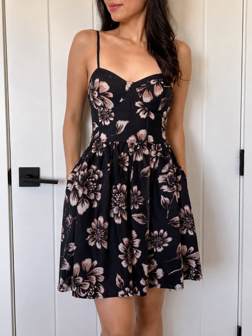 Band of Gypsies Navy Floral Bustier Fit & Flare Dress Size M NWT - Picture 1 of 5